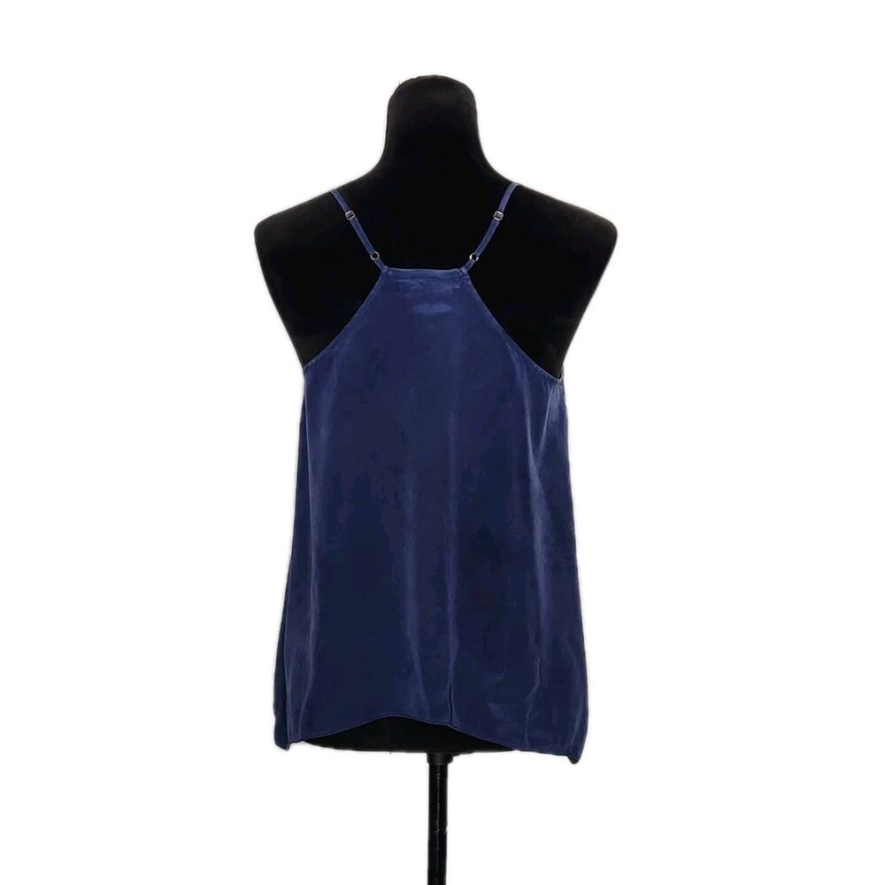Lilly Pulitzer Fleur Silk Cami Top Navy Blue V-Neck Racerback Women's Size Small - Picture 4 of 9